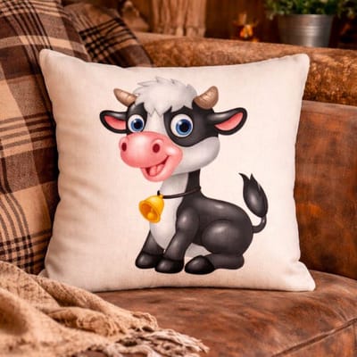 Canvas Cute Cows Collection Kussenhoes - Koe - Koeien - 45x45 cm