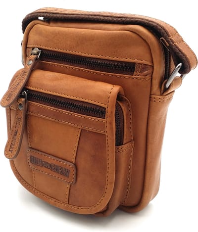 Hill Burry - VB10048 - 3112 - echt leren - schoudertas – crossbodytas- stevig - vintage leder- bruin /cognac