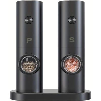 2 stuks Elektrische Zout- en Pepermolenset, Werkt op batterijen, Automatische start, LED-verlichting