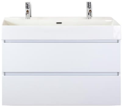 Maxx XL Badmeubelset 100 cm - Wit Hoogglans - Wastafel Kube 2 Kraangaten