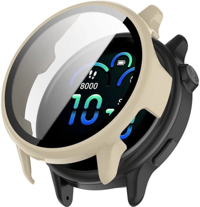 Strap-it Hard case hoesje met screenprotector - geschikt voor de Garmin Vivoactive 6 (beige)