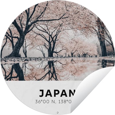 Tuincirkel Japan - Sakura - Lente - Roze - 60x60 cm - Ronde Tuinposter - Buiten