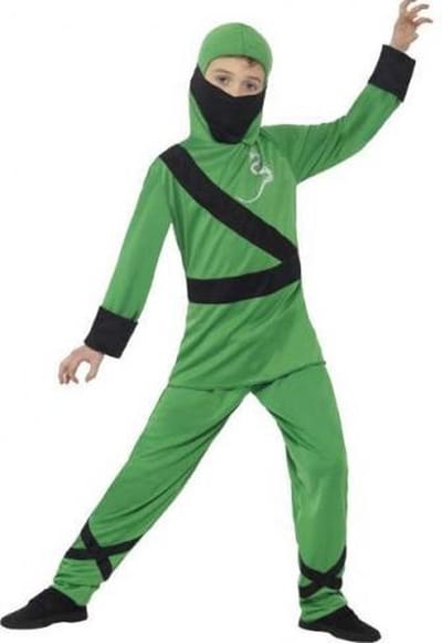 Smiffys Ninja kostuum - zwart/blauw - kinderen - verkleedpak - carnaval/themafeest 116/128