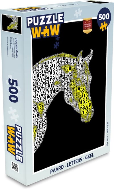 Puzzel Paard - Letters - Geel - Meisjes - Kinderen - Meiden - Legpuzzel - Puzzel 500 stukjes