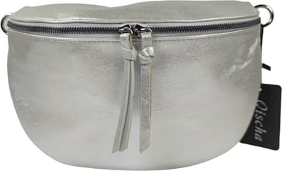 Qischa® - Crossbody heuptas bumbag - uni riem - soft - zilver metallic - large size