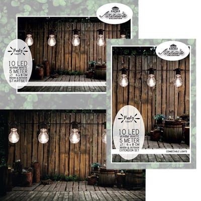 Feestverlichting lichtsnoer met uitbreidingsset warm witte lampbolletjes totaal 10 m - Binnen/buiten verlichting priksnoer - warmwit LED lampjes