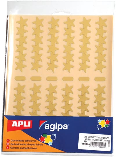Agipa metallic stickers | blister met 288 stuks | goud en zilver | ster 20 mm