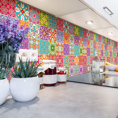 Zelfklevende tegelmuurstickers voor keuken en badkamer - 60 Azulejos Thifania tegelstickers - 60 stickers 20x20cm