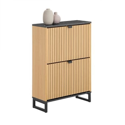 SoBuy Schoenenkast voor entree, dunne schoenenkast, compacte schoenenopslag, geschikt voor 8-12 paar, 60x24x88cm, FSR202-N