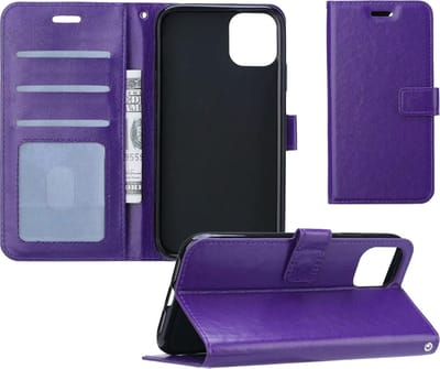 Hoesje - Geschikt voor Apple iPhone 11 - Luxe Bookcase - Walletcase Hoes - Portemonnee - Cover - Telefoonhoes - Paars