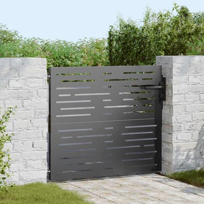 vidaXL - Tuinpoort - 85 - x - 100 - cm - Poedercoated - staal - Zwart - Vergrendelbaar