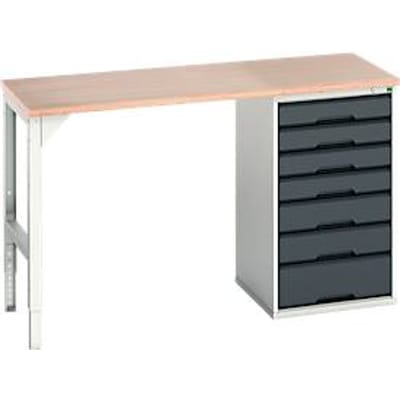 Onderzetter Bott verso, multiplex legbord, 7 laden, B 1500 x D 600 x H 930 mm, lichtgrijs / antracietgrijs