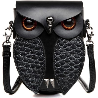 Retro PU Dames Schoudertas Steampunk Uil Schuif Kleine Tas Creatieve Muntportemonnee gray