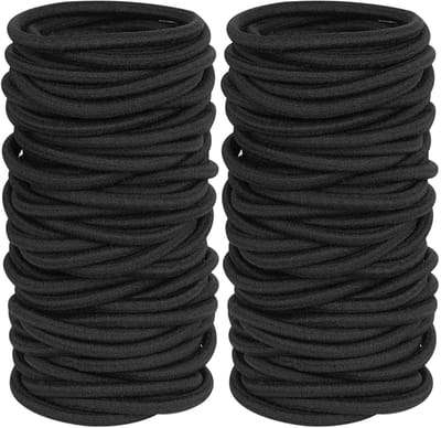 Haarelastiekjes - 60 stuks - Ø 50mm - 2mm Dik - Elastiek - Haar Accessoires - Haar Elastiekjes - Paardenstaarthouders - Haarband - Voor Dames en heren cadeautje - Zwart