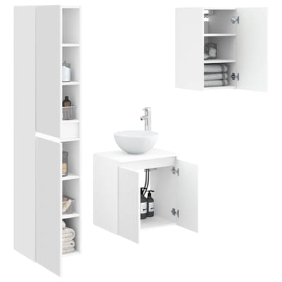 vidaXL - Badkamermeubel - Set - 3 - st - Wit - 33 - x - 34,5 - x - 160 - cm - Bewerkt - hout