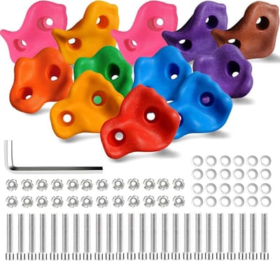 Klimstenen Set voor Kinderen - 12 Kleurrijke Klimgrepen voor Binnen en Buiten - Klimmuur Materialen met Bevestigingsset
