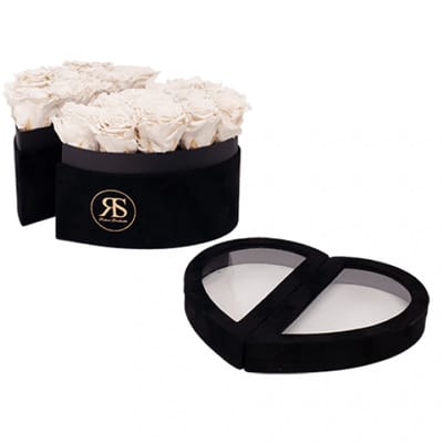 Flowerbox Longlife Mary J wit - Ruim assortiment aan Luxe & Handgemaakte cadeaus - Verras op een speciale manier - 2 jaar houdbare rozen!