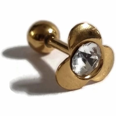 Aramat Jewels | Piercings | Goudkleurige Helix Piercing met Steentje | | | |6mm | Staal | Volwassenen | Verkleurd niet