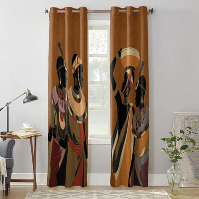 Etnische Stijl Afrikaanse Vrouwen Zwarte Vrouwen Gordijnen voor Slaapkamer Woonkamer Raamgordijnbehandelingen Jaloezieën Keukendecoratie Draperieën 135W x 92H(cm) x1