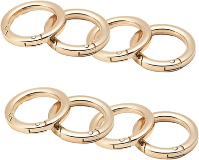 8 stuks O-ringen met veersluiting voor sleutelhangers, handtassen en doe-het-zelf projecten - ronde metalen karabijnhaak met veerclip (goud, 25 mm)