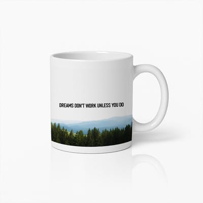 Motiverende Koffiemok 330ml – "Dromen Werken Niet Tenzij Jij Het Doet" Inspirerende Quote Beker – Perfect Cadeau voor Werk & Studie