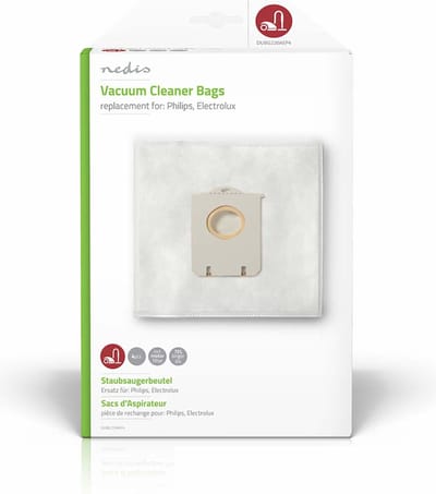Nedis Stofzuigerzak - 4 Stuks - Synthetisch - Meest verkocht voor: Philips / Electrolux - Wit