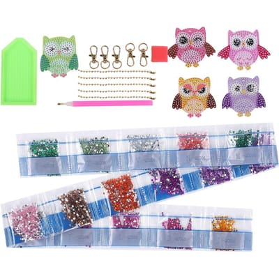 5 STUKS DIY Uil Diamantschilderen Sleutelhanger Acryl Hanger Handgemaakte Kunst Sleutelgespen gray