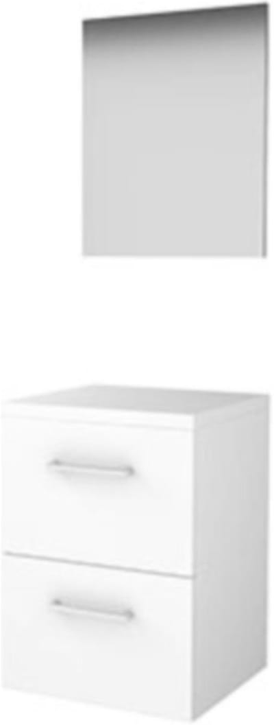 Basic-Line Basic 46 Badkamermeubelset - 50 x 46 cm - Met Grepen - 2 Lades - Wastafelblad - Spiegel - Ice White