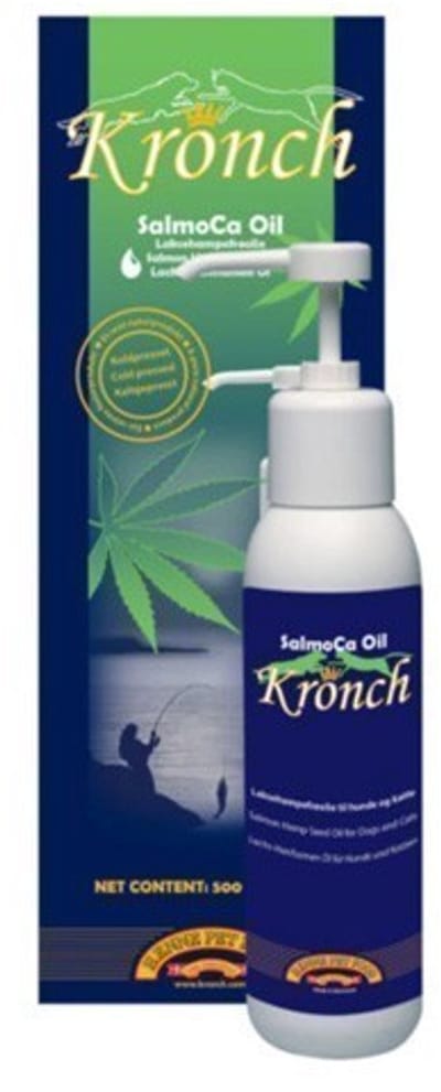Zalmolie Hennepzaadolie 500ml KRONCH - Omega-3 en Omega-6 Supplement - Voedingssupplement voor Honden en Katten