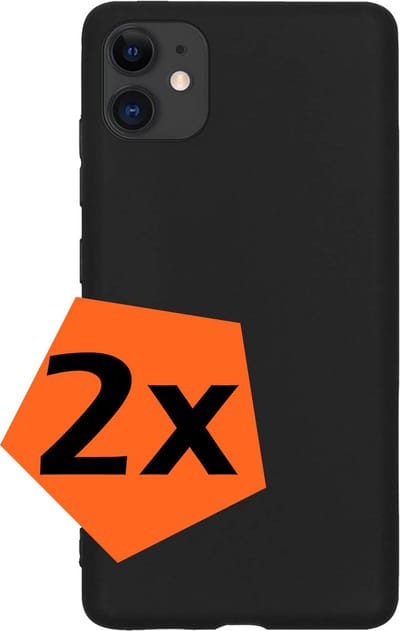 Hoes - 2 Stuks - Geschikt voor Apple iPhone 11 - Sterk & Shockproof - Case Siliconen - Back Cover - Telefoon Hoes - Zwart