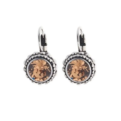 Biba Hang Oorbellen met Klaphaak en Swarovski Steentje Lt. Col. Topaz