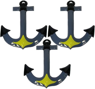 Feest versiering decoratie maritiem anker - Set van 3x stuks - 52 cm - plastic - voor aan de muur/wand - maritieme decoraties