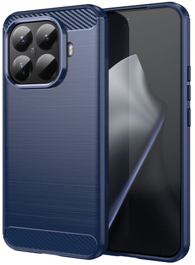Geborsteld TPU Hoesje Geschikt voor Xiaomi 15T Pro | Beschermhoes | Back Cover | Flexibel TPU | Stijlvol Carbon | Dun | Blauw