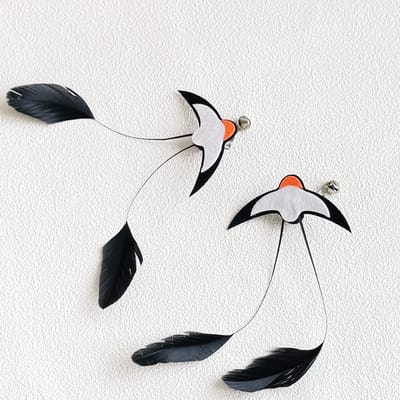 Daity Twee vervangende kopjes voor een zwaluwvormig kattenspeeltje, geschikt voor binnenkatten, kittens en volwassen katten. Stimuleert zelfstandig spelen en bewegen, waardoor uw kat actief en gelukkig blijft (Zwart).