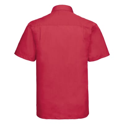 Russell Collection Heren Klassiek Popeline Popeline Overhemd met Korte Mouwen (Klassiek rood)