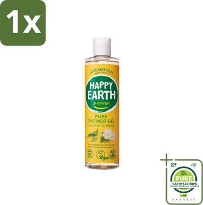 1 x Happy Earth – Douchegel – 100% Natuurlijk Jasmine Ho Wood – 300 ml - Natuurlijke Douchegel - Jasmijn En Ho Wood - Vegan Douchegel - Huidverzorging - Biologisch Afbreekbaar