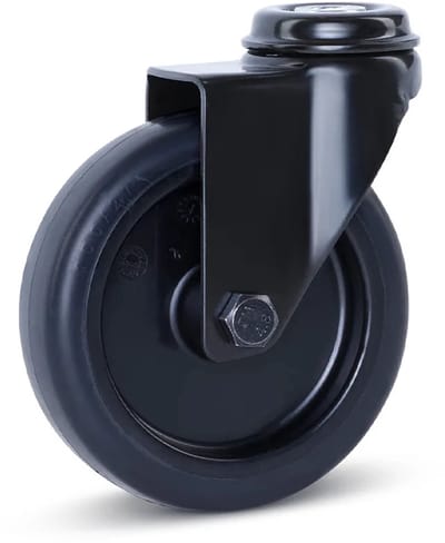 Meubel zwenkwiel zwart met centraal gat - 100mm - 90kg
