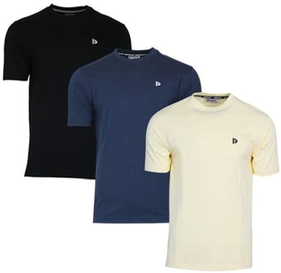 3-Pack Donnay - T-shirt (Vince) - Sportshirt - Heren - Black/Navy/Pastel Yellow (743) - maat S