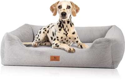 Knuffelwuff orthopedisch hondenbed met zacht konijnenbont-imitatie Schnuffelupagus M-L Grijs
