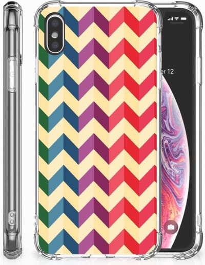 Back Cover voor Apple iPhone Xs Max Doorzichtige Silicone Hoesje Zigzag Multi Color