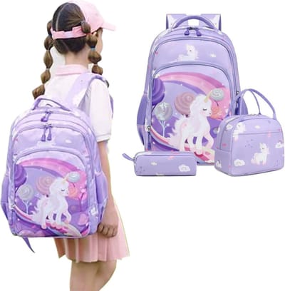 MKSS® Boekentas Meisjes Lagere School - Schooltas Eersteleerjaar Groot - Paars