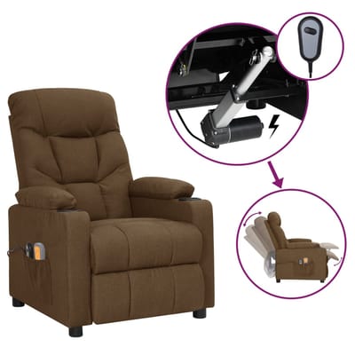 vidaXL - Massagestoel - elektrisch - verstelbaar - stof - bruin
