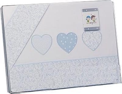 Gamberritos Laken Set Blauw Hartjes 3-delig Middel