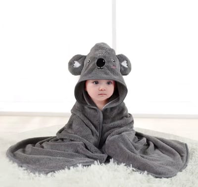 Badcape | Koala | Zachte Fleece | Wikkeldeken | Doek | Capuchon | Baby | Kind | Kraamcadeau