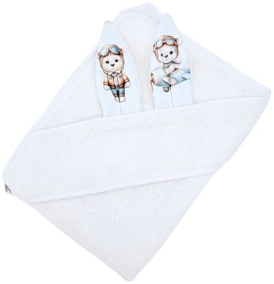 Cotton bathrobe Pilot Bear/White