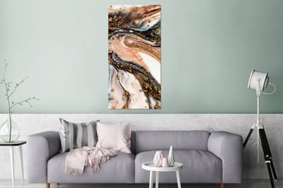 Wanddecoratie Metaal - Aluminium Schilderij Industrieel - Marmerlook - Goud - Zwart - Glitter - Chic - 80x160 cm - Dibond - Foto op aluminium - Industriële muurdecoratie - Voor de woonkamer/slaapkamer