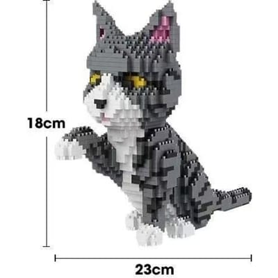 3D Huisdier Cyperkat Micro Diamant Bouwsteen Kleine Deeltjes Lapjeskat Baksteen Speelgoed Kinderen Kinder Verjaardagscadeaus Huisdecoratie gray