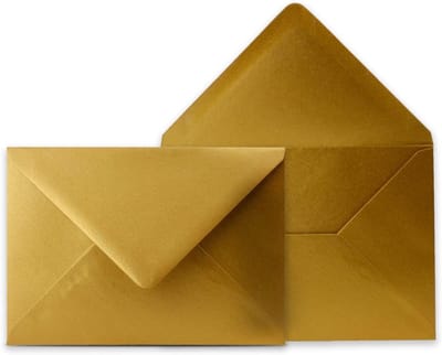 Briefomslagen DIN C6 - Enveloppen Goud - Verzenden van kaarten - Met natte lijm - 114 x 162 cm - Goud