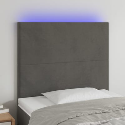 vidaXL - Hoofdbord - LED - 80x5x118/128 - cm - fluweel - donkergrijs