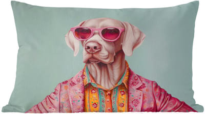 Sierkussens - Kussentjes Woonkamer - 60x40 cm - Hond - Overhemd - Bloemen - Bril